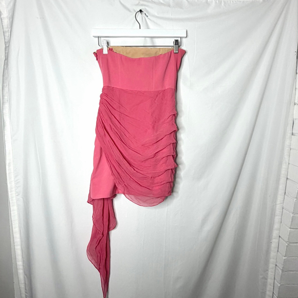 Cinq à Sept Yuki Pink Strapless Ruched Mini Dress Size 0 - Picture 4 of 8